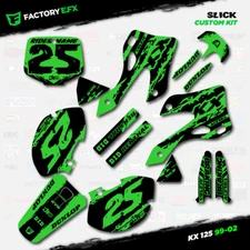 Black & Green Slick Graphics Kit fits 99-02 Kawasaki Kx125 Kx 125 Decal Sticker