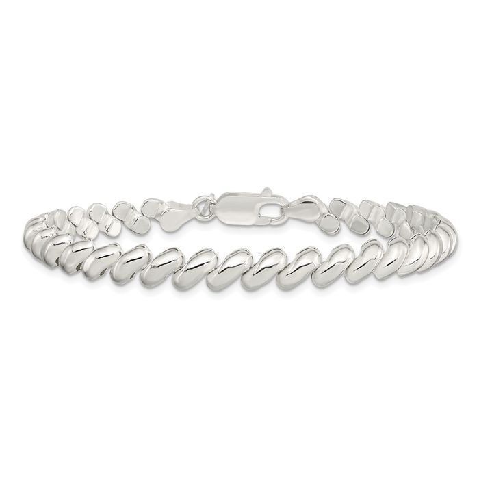 925 Sterling Silver 7mm San Marco Chain Bracelet | eBay