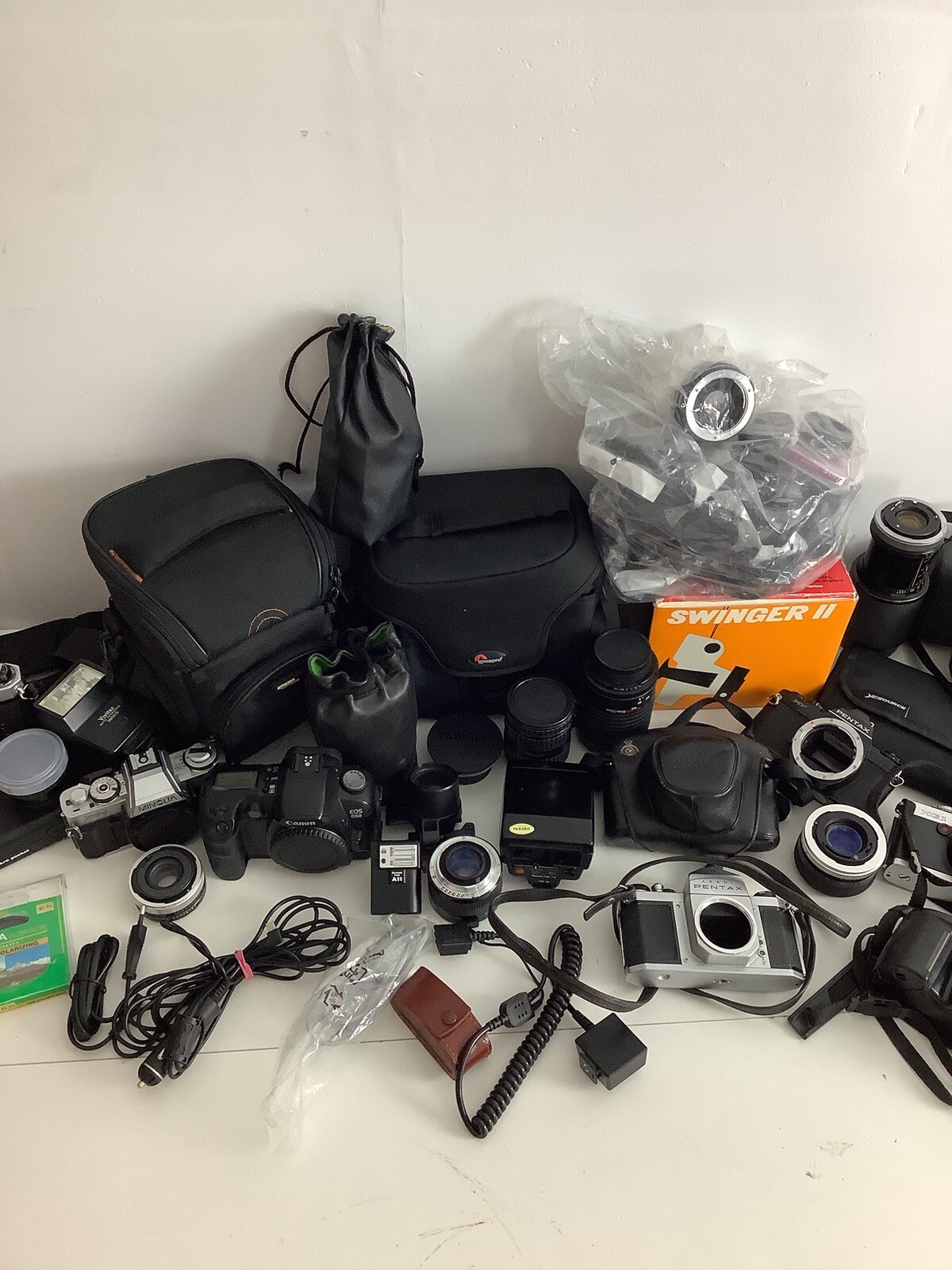 Camera Job Lot Bundle Film Cameras Lens Cases 16KG Lowepro Pentax etc