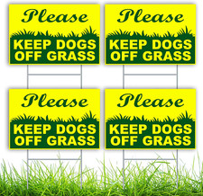 4PCs Keep Dogs Off Grass Sign with Stake - Double Sided 6x9 Keep Off Grass