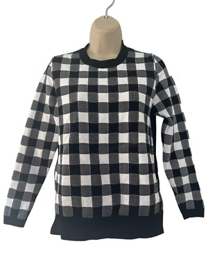 Sandro Paris Women s  Sz  1 (US Small) Black & White Checked Knit Top