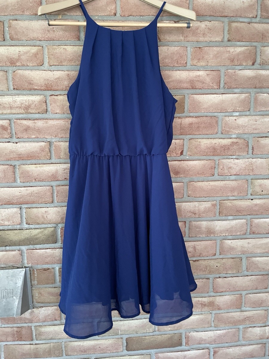 Francesca's Blue Rain Dress Women's Size Medium Navy Blue Strappy Mini |  eBay