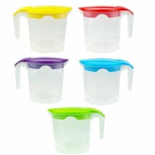1L Plastic Jug with Lid Water Milk Juices Kitchen Home Fridge Door Picnic Jugs 