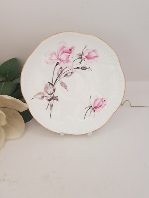 Vintage 50er Jahre Shelley Bone China zierliche geformte Rosenknospe Stiel Untertasse