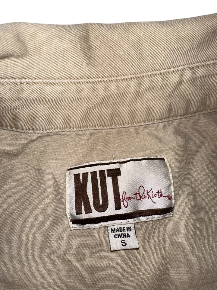 KUT From The Kloth Size S Safari Military Look Jacket Khaki Button Roll Tab - Image 3 of 4
