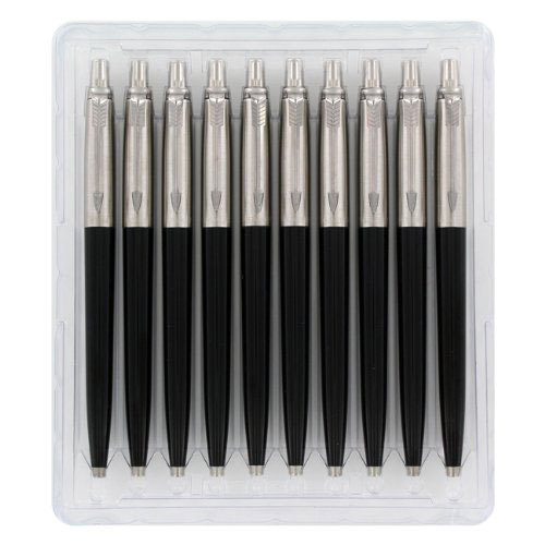 Parker Jotter 10 Pack - Black Ballpoint Pens Set Lot Bundle - New