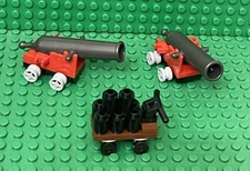 Lego 2 Pearl Dark Gray Shooting Cannon With Wheels And Cannonballs Trolley Cart