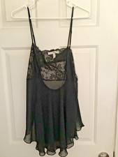 Victoria s Secret Teddie Black Lace Lingerie Slip Chemise VTG Medium