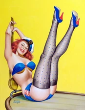 1955 First Mate Pin Up Vintage Art Print 8.5" x 11" Reprint