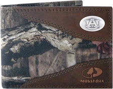 ZEP PRO Auburn Tigers MOSSY OAK Camo Bifold Wallet TIN GIFT BOX    Defect