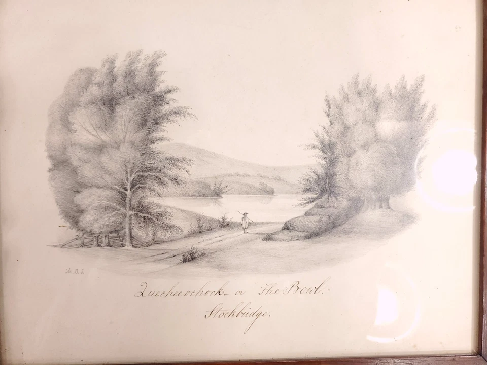 Антикварный оригинальный карандашный рисунок Stockbridge Mass. "Чаша" с автографом M.B.S. - Изображение 3 из 4