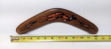 Vintage Throwing Boomerang 13.75" Made Australia w Aboriginal Art Kangaroo/Gecko