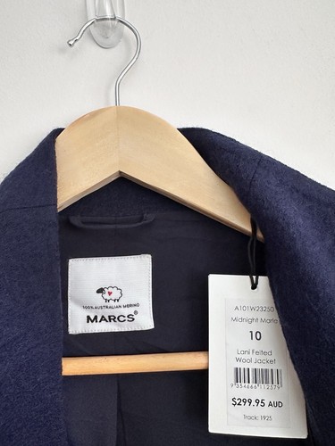 New Marcs Lani Felted 100% Wool Jacket in Midnight Marle Navy Size 10 RRP$300 - Picture 8 of 17