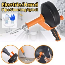 7.6m Drain Auger Plumber Cleaner Drain Unblocker Tools Hair Remover Sink Snake