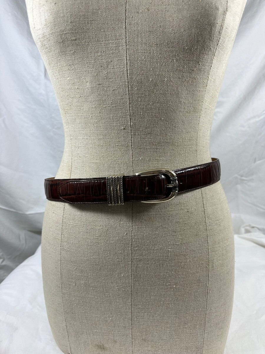 Vintage Brighton brown leather belt with croc pattern 32 