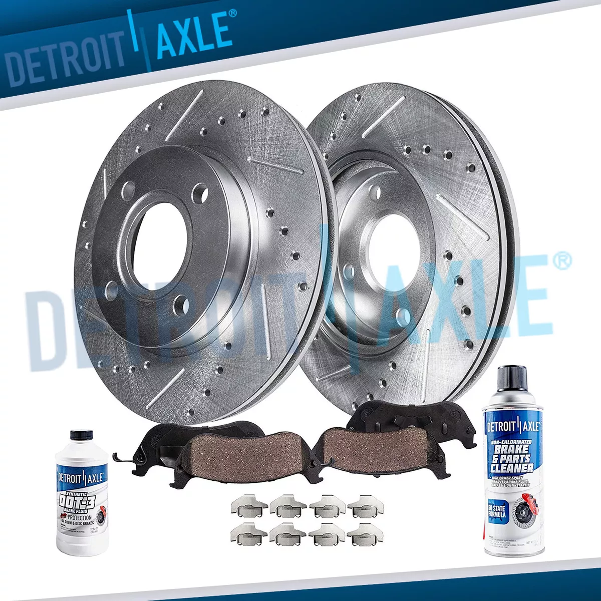 Front Drilled Rotors and Ceramic Brake Pads for Nissan Cube Sentra Versa