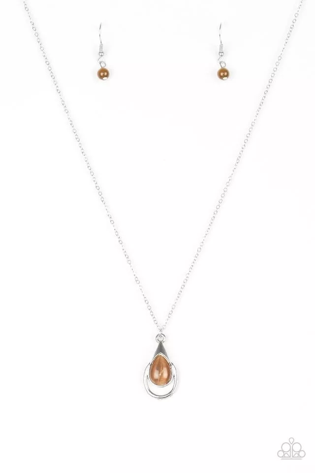 Just Drop it Brown Moonstone Teardrop Necklace Paparazzi eBay
