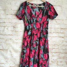 BB Dakota Women's Size 0 Floral Black Pink Abstract Flowy Empire Waist Dress