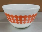 Pyrex Vintage Mixing Nesting Bowl 1.5 Pint #401 USA Orange Polka Dot Milk Glass