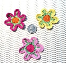 9pcs x 2.5" Hand Made Crocheted Cotton Flower Appliques/Motif/Large/ ST42