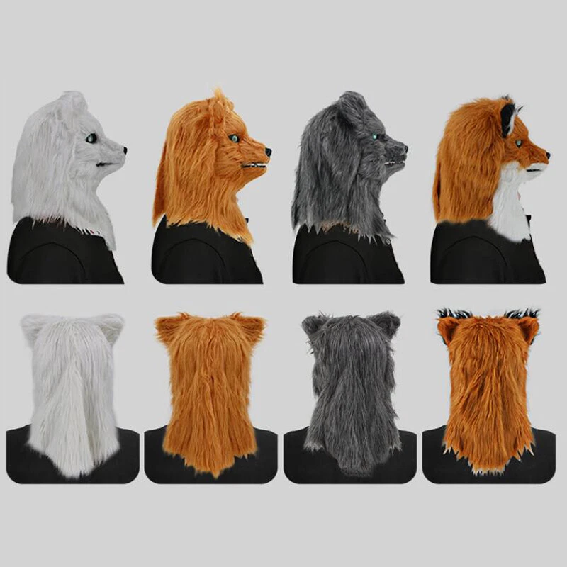 Halloween Fox Mask with Movable Mouth Full Head Dog Wolf Plush Animal Mask US - Image 3 of 4