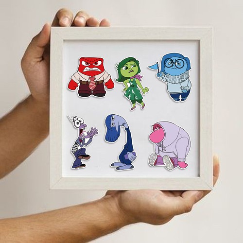 Inside Out Anime Puzzle Aufkleber Kinder Puzzle DIY Spielzeug Make A Face Sticker - Bild 2 von 14