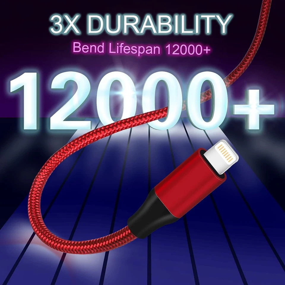 3-PACK Fast Charger Cable Type 3/6/10ft USB C PD Cord to For iPhone 14 13 12 11 - Image 4 of 4