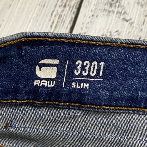 NWT G-STAR RAW 3301 SLIM ELTO SUPERSTRETCH VINTAGE MEDIUM AGED JEANS SIZE 36X32 - Picture 7 of 13
