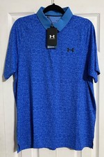 Under Armour Men's Medium ISO-Chill Heather Polo Loose Fit Performance Blue NWT