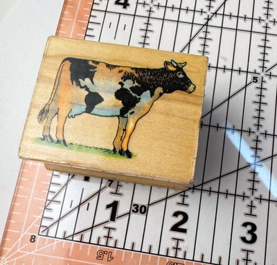 Global Cow~Farm Life~Dairy~Rural~Rubber Stamp~2'' X 1.5''~All Night Media 162E
