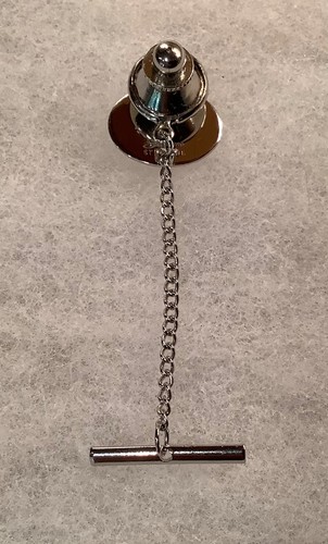 NOS Simmons Sterling Diamond Etched Starburst Mid Century Tie Tack w/Chain & Bar - Picture 6 of 11