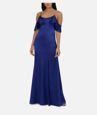 Adrianna Papell Evening Satin Gown Blue Formal Wedding Guest Dress 14 NWT |  eBay