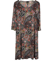 Coco Bianco Paisley Print Stretch Jersey Dress Pink Coral Size L