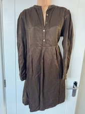 Culture Womens Brown Long Sleeve Shirt Dress Button Front Mini UK 12 M B42