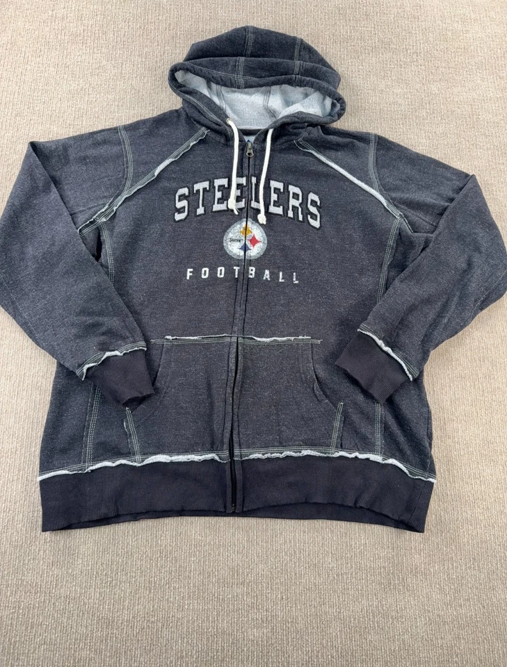 Sudadera con capucha Majestic Pittsburgh Steelers algodón poliéster cremallera completa para mujer 2XL Foto 2 de 4