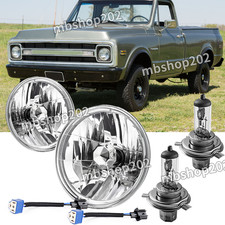 Pair 7 Inch Led Headlights Round Hilo Beam Lamp Fit For 1967-1972 Chevy C10