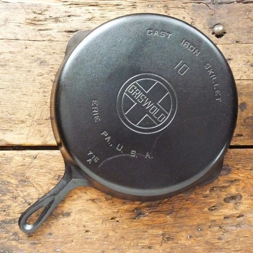 Vintage GRISWOLD Cast Iron SKILLET Frying Pan # 10 LARGE BLOCK LOGO - Ironspoon