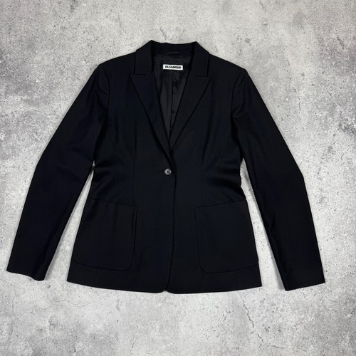 Jil Sander One Button Single Breasted Blazer Wool Size 38 Black Womens