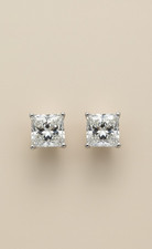 3.00 CTTW Princess cut Lab grown diamonds stud Earring set in 14K White Gold
