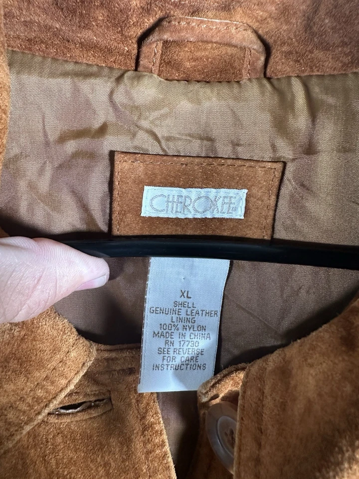 Abrigo Chaqueta Cherokee Cuero Abotonable Marrón Claro Para Hombre XL Clásico Forrado Foto 4 de 4