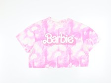 Barbie The Movie Pink Tie-Dye Cropped T-Shirt Women's L Trendy Casual Top