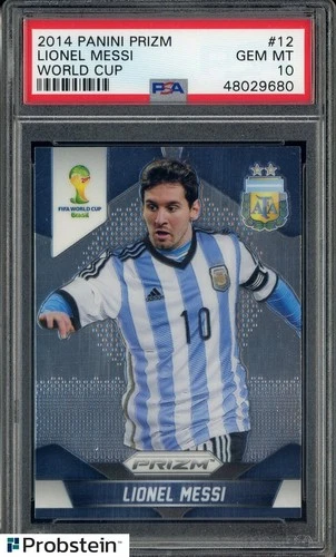 2014 Panini Prizm World Cup Soccer #12 Lionel Messi Argentina PSA 10 GEM MINT