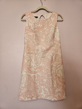 Talbots Pink White Floral Keyhole Sleeveless Shift Dress Back Zip Size 2