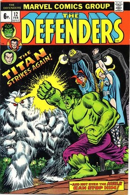 Defenders (1972) #  12 UK Price (3.0-GVG) Xemnu the Titan, Lower staple detac...