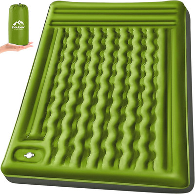Double Sleeping Pad Camping, Self Inflating 6'' Extra-Thick 2 Person Pillow Buil