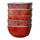 Vintage Pyrex #407 7oz Red Square Hostess Ramekin Snack Dish Bowls 5pcs