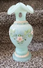 Vintage Fenton Handpainted & Signed Green Floral Vase #736/1500 No Chips