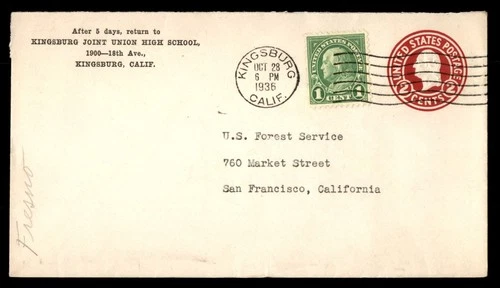 Mayfairstamps US 1936 California Kingsburg joint union high school to San Franci