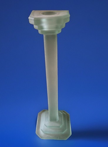 "Candelabro alto vintage de vidrio satinado verde mediados de siglo estilo Art Deco 20""" - Imagen 2 de 8