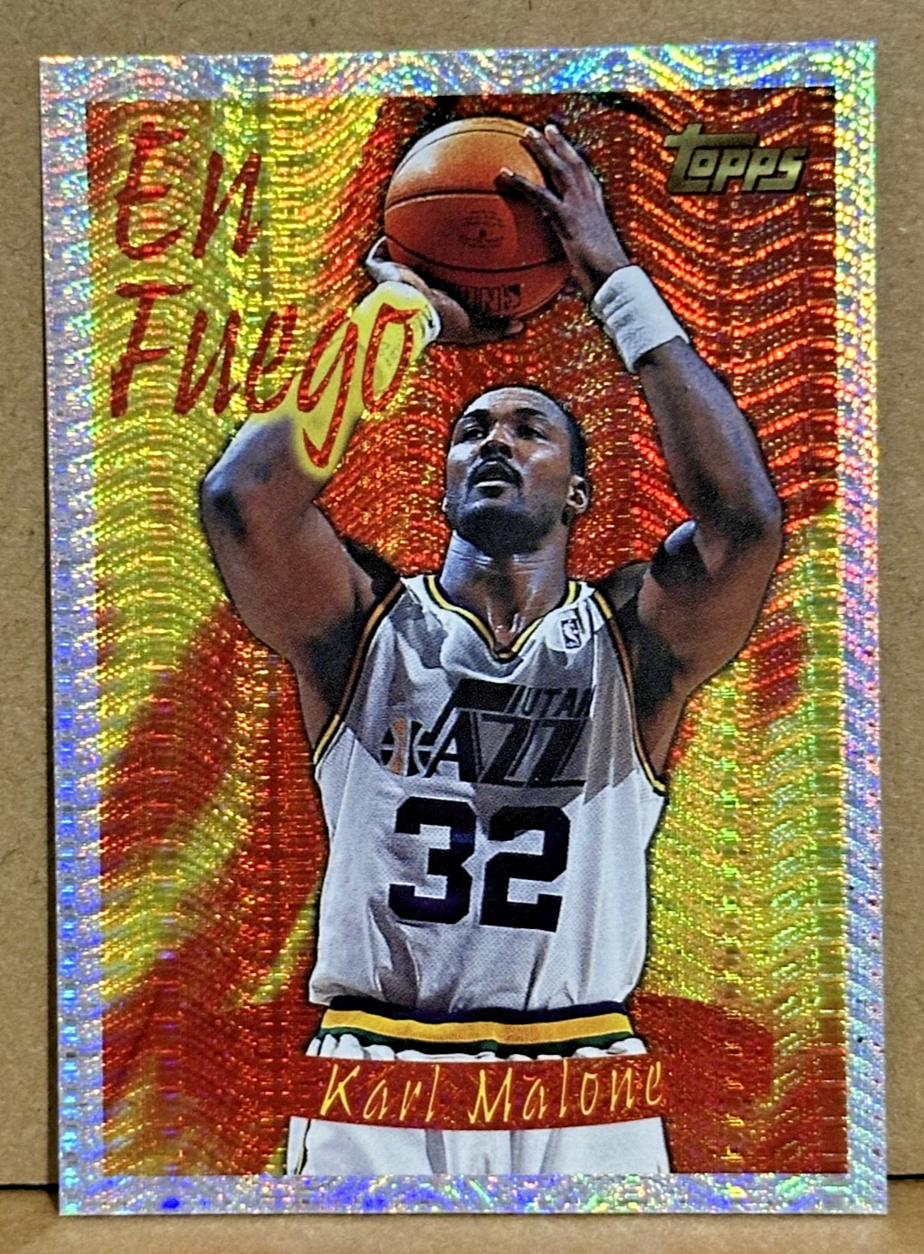 Karl Malone 1996-97 Topps Season's Best En Fuego Fire Prizm #SB4 SP RARE